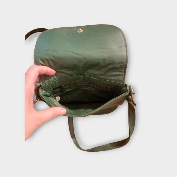 Vintage Moda Italia Hunter Green Leather Crossbody Purse - Picture 3 of 3